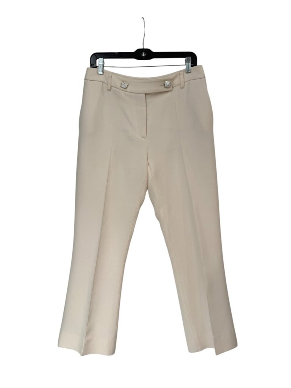 $1800 Valentino Ivory White Flare Leg Studded High Rise Pants size 6/42